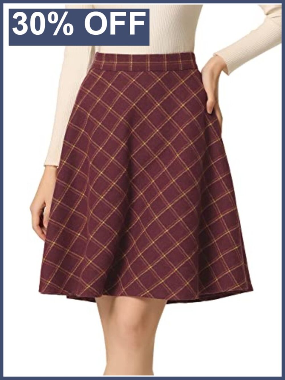 Women's Plaid A-Line Short Skirt Elastic Waist Vintage Tartan